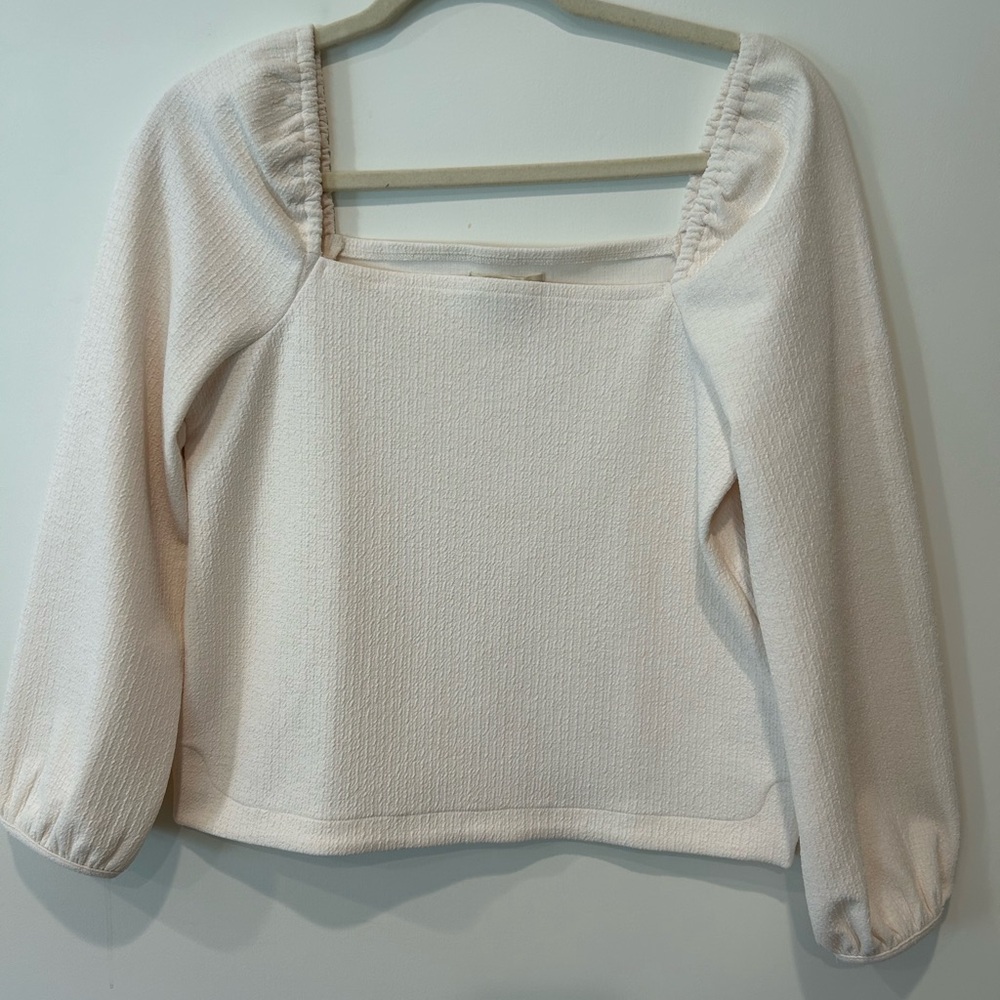 Madewell Cream Puff Sleeve Blouse with Ruched Details